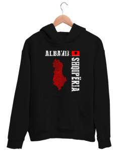 Arnavutluk,albania,Arnavutluk Bayrağı,Arnavutluk logosu,albania flag. Siyah Unisex Kapşonlu Sweatshirt