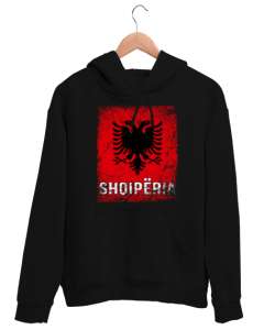 Arnavutluk,albania,Arnavutluk Bayrağı,Arnavutluk logosu,albania flag. Siyah Unisex Kapşonlu Sweatshirt