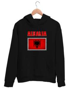 Arnavutluk,albania,Arnavutluk Bayrağı,Arnavutluk logosu,albania flag. Siyah Unisex Kapşonlu Sweatshirt