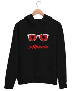 Arnavutluk,albania,Arnavutluk Bayrağı,Arnavutluk logosu,albania flag. Siyah Unisex Kapşonlu Sweatshirt