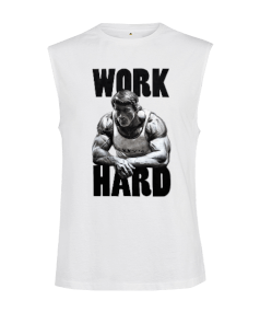 Arnold Schwarzenegger Work Hard Vücut Geliştirme GYM Bodybuilding Fitness Baskılı Kesik Kol Unisex Tişört