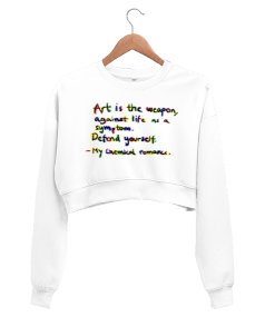 Art is the weapon Baskılı Kadın Crop Sweatshirt