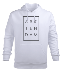 Arzıendam Beyaz TiNCiR Erkek Kapüşonlu Hoodie Sweatshirt