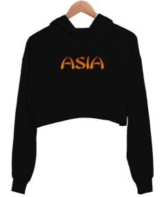 ASIA TASARIMLI Kadın Crop Hoodie Kapüşonlu Sweatshirt