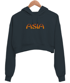 ASIA TASARIMLI Kadın Crop Hoodie Kapüşonlu Sweatshirt