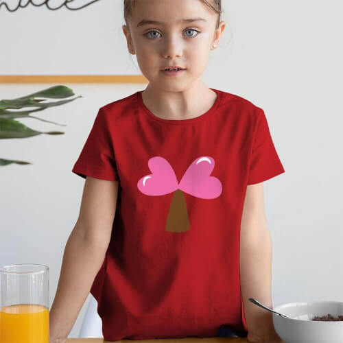 Aşk Ağacı Kız Çocuk Kısa Kol Tişört - Tekli Kombin