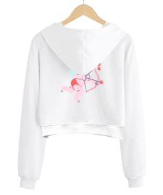 Aşk Böceğim Kadın Crop Hoodie Kapüşonlu Sweatshirt