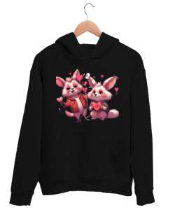 Aşk Herkes İçin Siyah Unisex Kapşonlu Sweatshirt