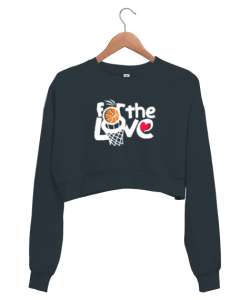 Aşk İçin Basket Füme Kadın Crop Sweatshirt