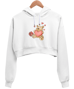 Aşk Kadın Crop Hoodie Kapüşonlu Sweatshirt