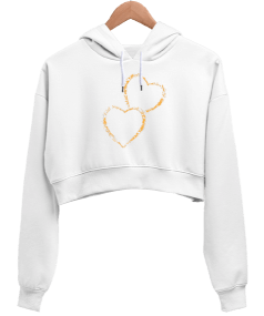 Aşk Kadın Crop Hoodie Kapüşonlu Sweatshirt