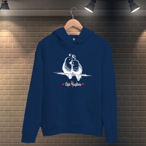 Aşk Kuşları Erkek Kapüşonlu Sweatshirt