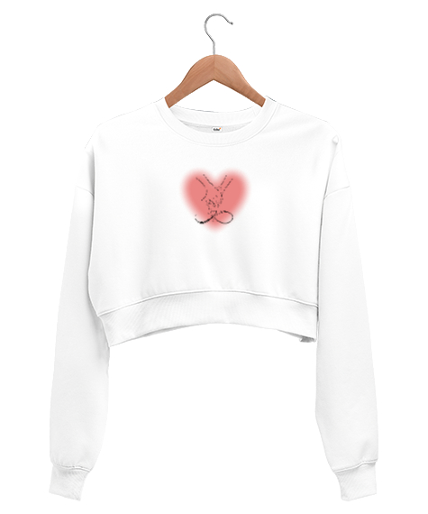 Tisho - aşk ve huzur Beyaz Kadın Crop Sweatshirt