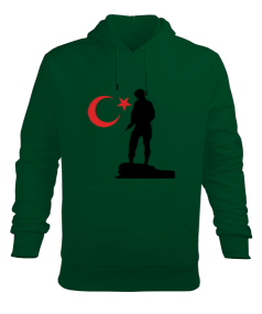 Asker Temalı Erkek Kapüşonlu Hoodie Sweatshirt