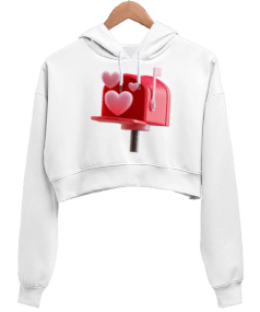 Aşkım Kadın Crop Hoodie Kapüşonlu Sweatshirt