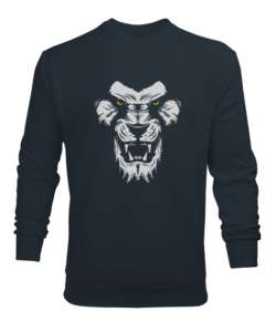 Aslan Bakışları - Lion Face Füme Erkek Sweatshirt