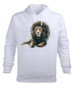 Aslan baskılı Erkek Kapüşonlu Hoodie Sweatshirt