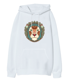 Aslan Burcu Tasarım Baskılı Oversize Unisex Kapüşonlu Sweatshirt