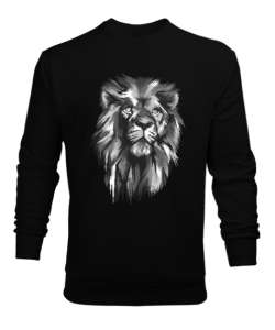 Aslan Kafası - Lion Siyah Erkek Sweatshirt