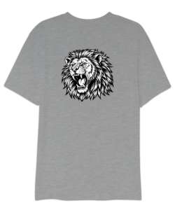 Aslan Resim Gri Oversize Unisex Tişört