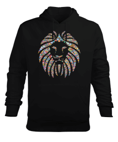 Aslan Tasarım Baskılı Erkek Kapüşonlu Hoodie Sweatshirt