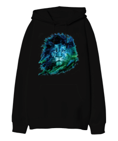 Aslan Tasarım Baskılı Oversize Unisex Kapüşonlu Sweatshirt