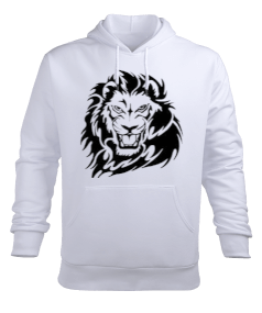 Aslan Tasarımlı Arkalı Önlü Erkek Kapüşonlu Hoodie Sweatshirt