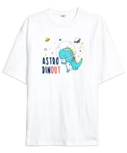 Astro Dinozor Beyaz Oversize Unisex Tişört