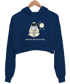 astronaut Kadın Crop Hoodie Kapüşonlu Sweatshirt