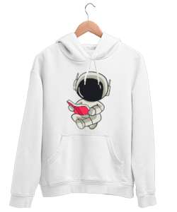 ASTRONOT ÇİZİM Beyaz Unisex Kapşonlu Sweatshirt