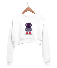 Astronot Crop Sweatshirt Kadın Crop Sweatshirt