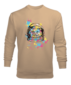 Astronot Kedi Baskılı Erkek Sweatshirt