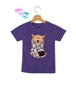 Astronot Kedi - Cat Mor Çocuk Unisex