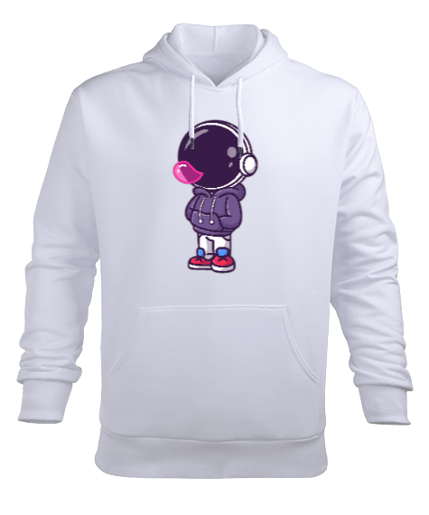 Astronot Man Beyaz Erkek Kapüşonlu Hoodie Sweatshirt