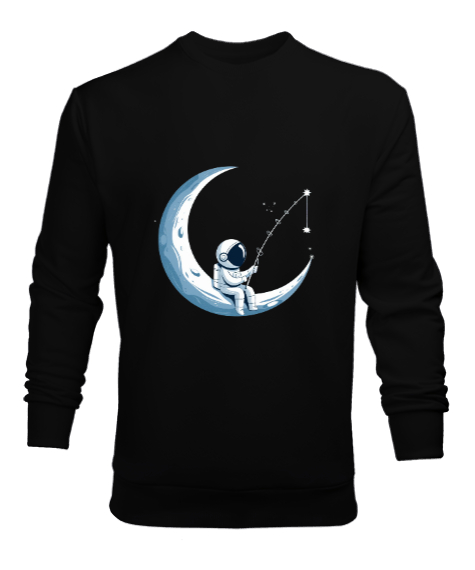 Tisho - Astronot Siyah Erkek Sweatshirt