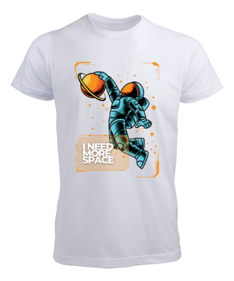 Tisho - Astronot tasarım Beyaz Erkek Tişört