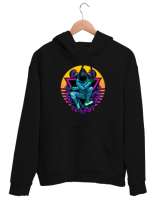 Astronot V10 Siyah Unisex Kapşonlu Sweatshirt - Thumbnail