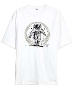 Astronot v12 Beyaz Oversize Unisex Tişört