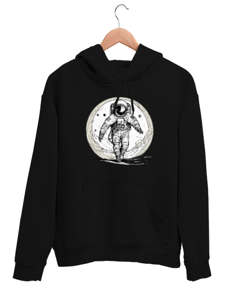 Tisho - Astronot v12 Siyah Unisex Kapşonlu Sweatshirt