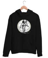 Astronot v12 Siyah Unisex Kapşonlu Sweatshirt - Thumbnail