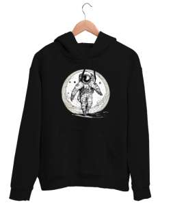 Astronot v12 Siyah Unisex Kapşonlu Sweatshirt