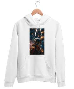 Astronot v2 Beyaz Unisex Kapşonlu Sweatshirt