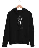 Astronot ve Uzay Siyah Unisex Kapşonlu Sweatshirt - Thumbnail