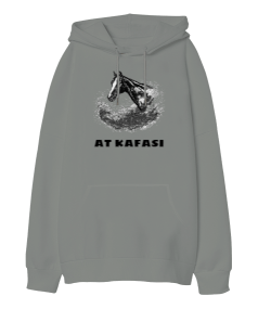 At Kafası Oversize Unisex Kapüşonlu Sweatshirt