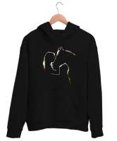 At ve Kız - Horse Love Siyah Unisex Kapşonlu Sweatshirt - Thumbnail