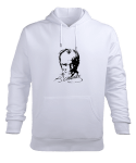 Atatürk 10 Kasım Beyaz Erkek Kapüşonlu Hoodie Sweatshirt