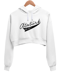 Atatürk 1881-1938 Kadın Crop Hoodie Kapüşonlu Sweatshirt