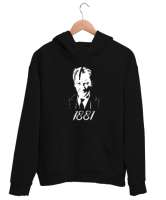 Atatürk 1881 Baskılı Siyah Unisex Kapşonlu Sweatshirt - Thumbnail