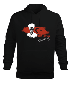 Atatürk 1938 1881 10 Kasım Türkiye Baskılı Siyah Erkek Kapüşonlu Hoodie Sweatshirt