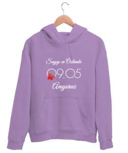 Atatürk 9:05 geçe Lila Unisex Kapşonlu Sweatshirt